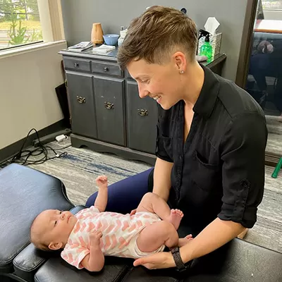 Chiropractor Tigard OR Jessica Hudson Adjusting Infant